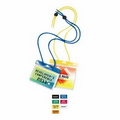 Small Horizontal Color-Coded Vinyl Badge Holders with Cord